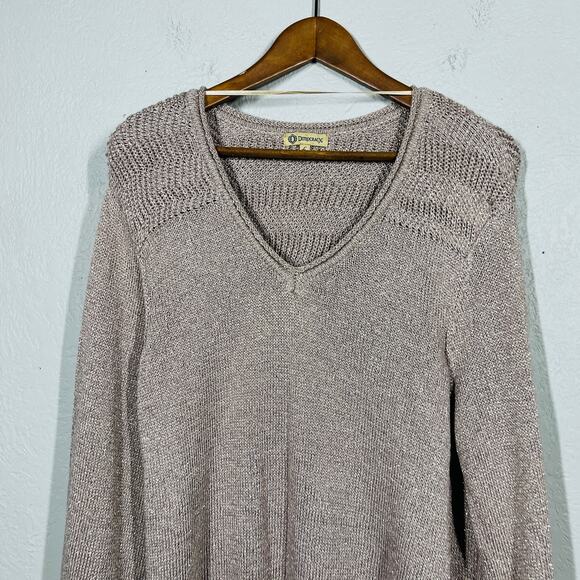 NEW! Democracy Y2K Metallic Sweater V Neck Loose Fit 2004 Mauve Pink - L - Picture 2 of 6